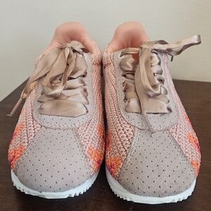 Poppy Crochet Women's Lace Up Sneakers Pink Orange Sz 7